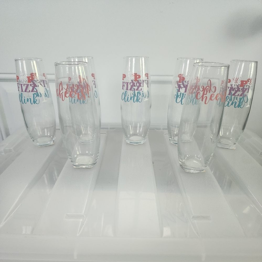 Colorful Text Champagne Flutes Set